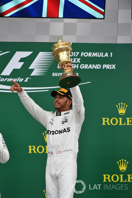 Lewis Hamilton, Mercedes AMG F1 celebrates on the podium