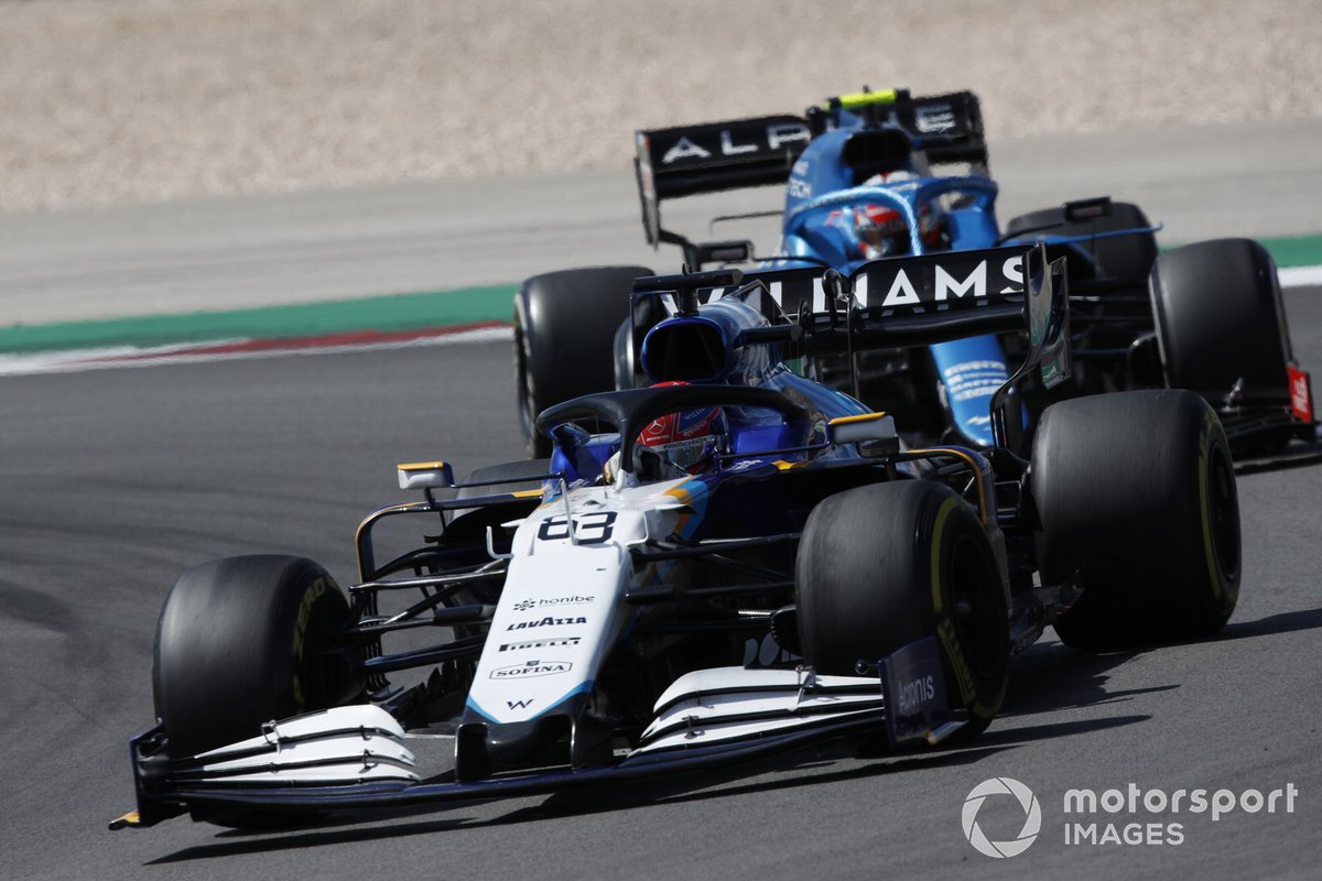 George Russell, Williams FW43B, Esteban Ocon, Alpine A521