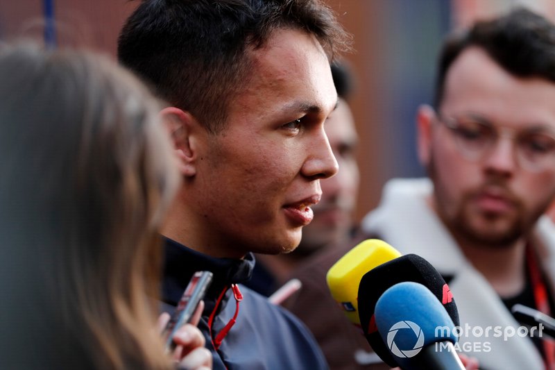 Alex Albon, Scuderia Toro Rosso talks with the media