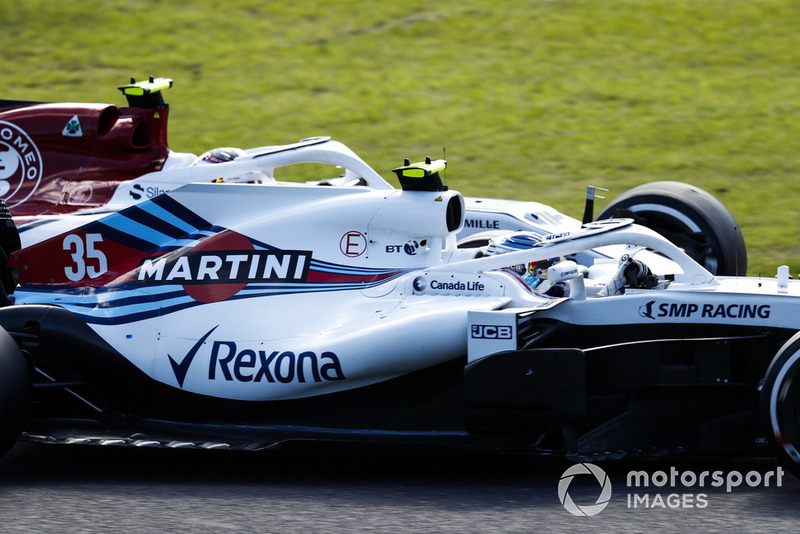Sergey Sirotkin, Williams FW41, battles with Charles Leclerc, Sauber C37