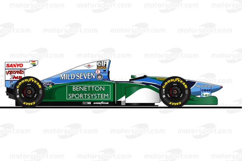 La Benetton B194 di Michael Schumacher del 1994<br/> Reproduction interdite, exclusivité Motorsport.