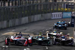 Felix Rosenqvist, Mahindra Racing, leads Oliver Turvey, NIO Formula E Team, Sam Bird, DS Virgin Raci