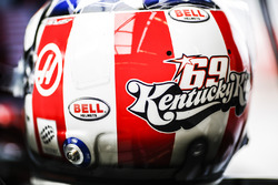 Logo on the back of the helmet of Romain Grosjean, Haas F1 Team