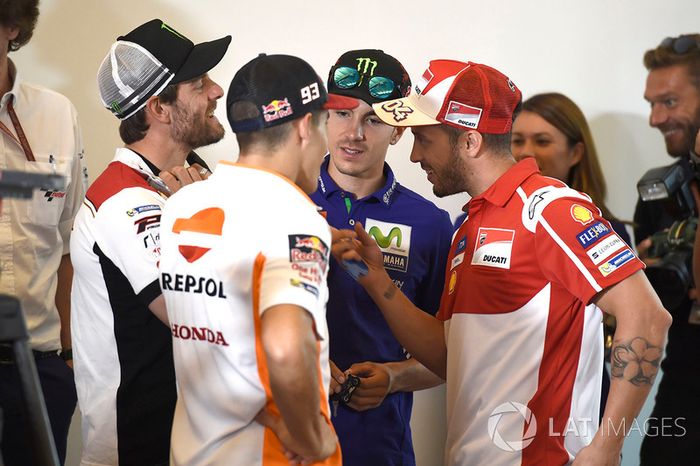 Maverick Viñales, Yamaha Factory Racing, Cal Crutchlow, Team LCR Honda, Marc Márquez, Repsol Honda Team, Andrea Dovizioso, Ducati Team