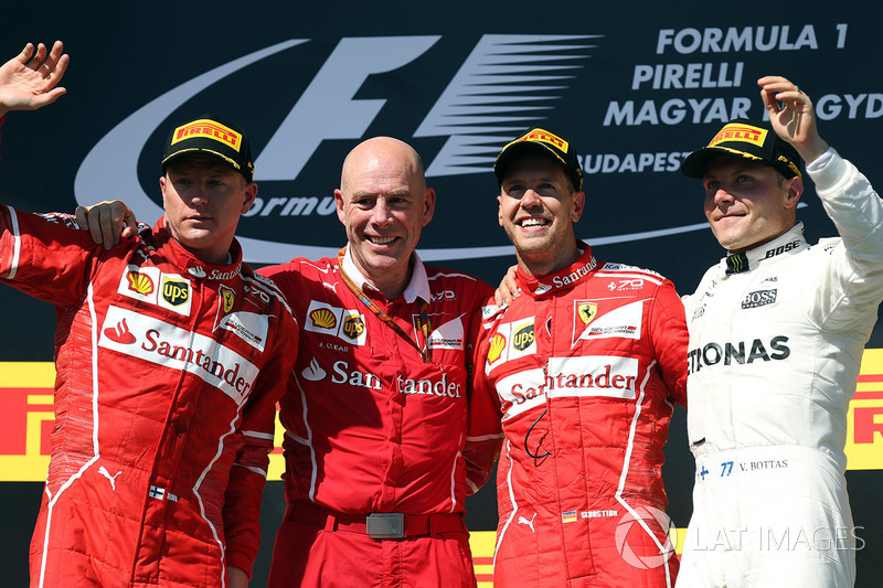 Macaristan GP, Podyum: Yarış galibi Sebastian Vettel, Ferrari, 2. Kimi Raikkonen, Ferrari, 3. Valtteri Bottas, Mercedes AMG F1