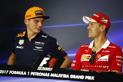 Max Verstappen, Red Bull Racing, Sebastian Vettel, Ferrari, in the FIA press conference