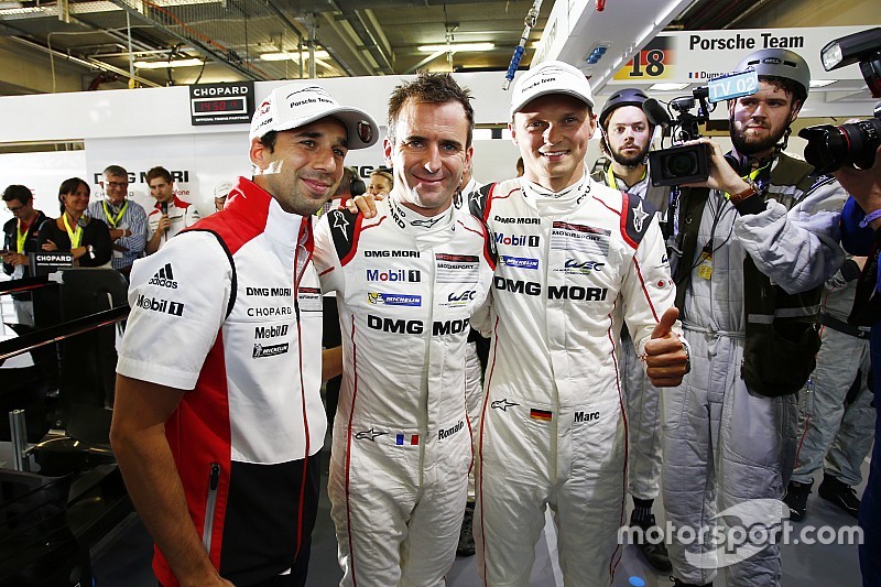 Pole winning #18 Porsche Team Porsche 919 Hybrid: Romain Dumas, Neel Jani, Marc Lieb