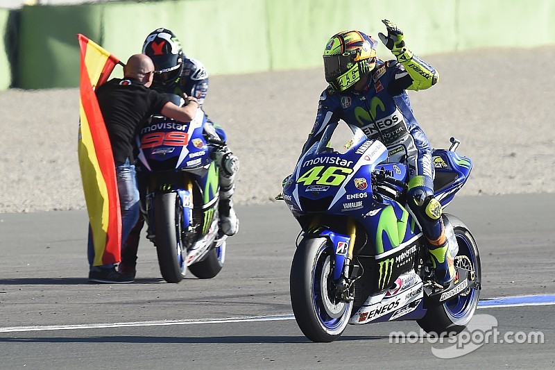 Valentino Rossi, Yamaha Factory Racing and winner and 2015 World Champion Jorge Lorenzo, Yamaha Factory Racing