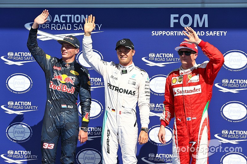 Top 3 im Qualifying: Polesitter Nico Rosberg, 2. Max Verstappen, 3. Kimi Räikkönen