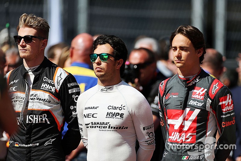 Nico Hulkenberg, Sahara Force India F1, Sergio P&eacute;rez, Sahara Force India F1 y Esteban Guti&eacute;rrez, Haa