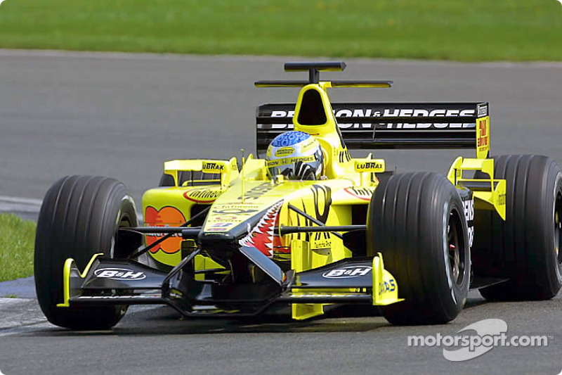 Jean Alesi drives EJ11 In car Shakedown