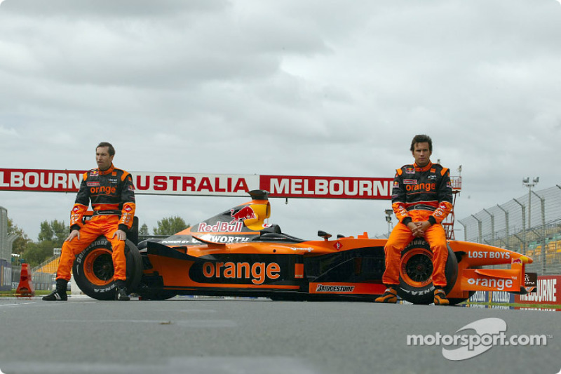 Official launch of the Arrows A23: Heinz-Harald Frentzen and Enrique Bernoldi with the Arrows A23