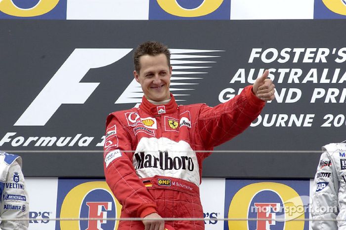 2002: 1. Michael Schumacher, 2. Juan Pablo Montoya, 3. Kimi Räikkönen