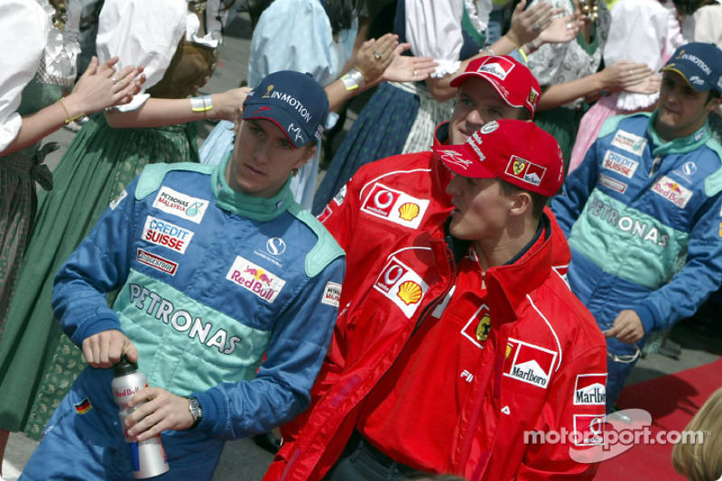 Drivers parade: Michael Schumacher and Nick Heidfeld