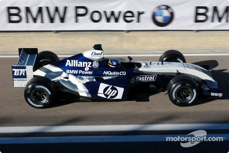 Juan Pablo Montoya tests the new WilliamsF1 BMW FW26