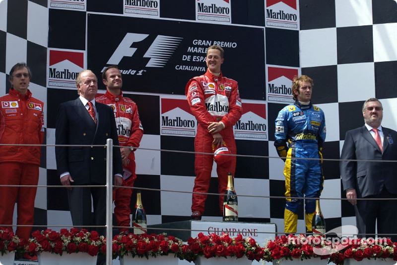 Podium: Sieger Michael Schumacher, 2. Rubens Barrichello, 3. Jarno Trulli