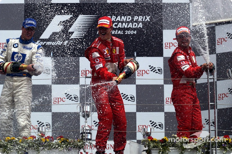 Podium: Michael Schumacher, Ralf Schumacher und Rubens Barrichello