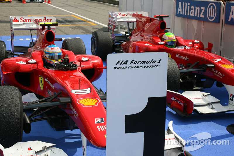 Race winner Fernando Alonso, Scuderia Ferrari and second place Felipe Massa, Scuderia Ferrari