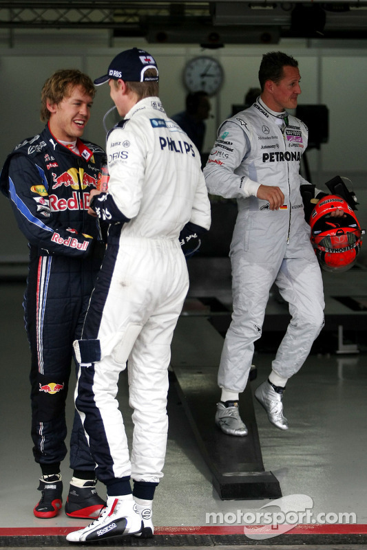Себастьян Феттель, Red Bull Racing, Ніко Хюлькенберг, Williams F1 Team та Міхаель Шумахер, Mercedes GP
