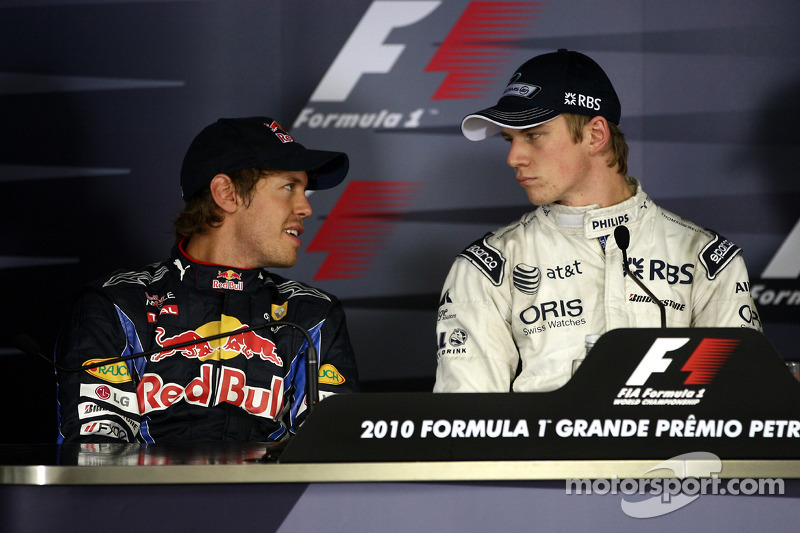 Прес-конференція: володар поулу Ніко Хюлькенберг, Williams F1 Team, та друге місце Себастьян Феттель, Red Bull Racing