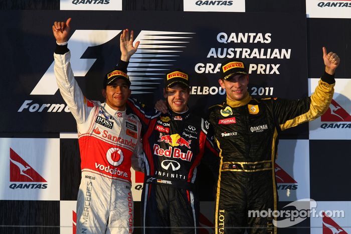 2011: 1. Sebastian Vettel, 2. Lewis Hamilton, 3. Vitaly Petrov