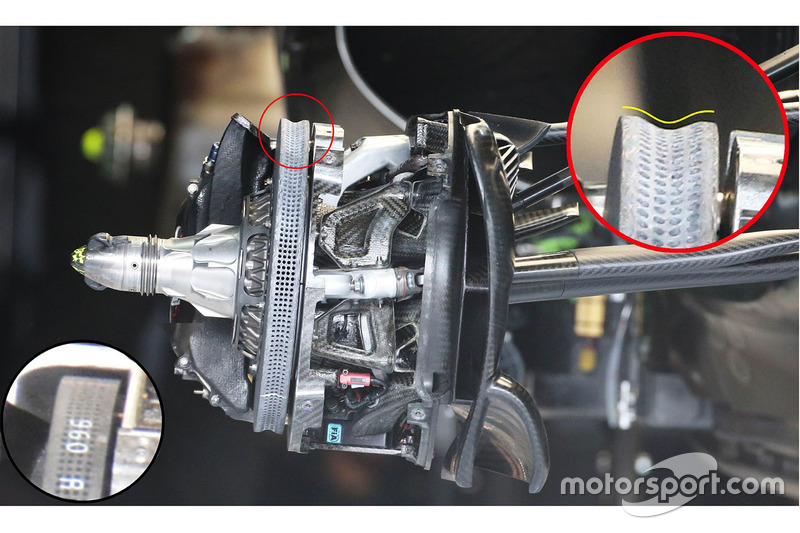 Mercedes AMG F1 W07 Hybrid detalle de freno de disco