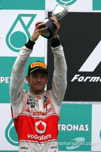 Podium: second place Jenson Button, McLaren Mercedes