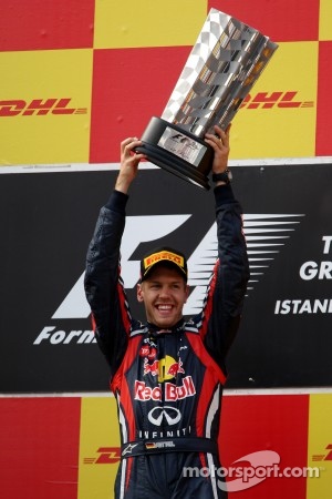 Podium: race winner Sebastian Vettel, Red Bull Racing