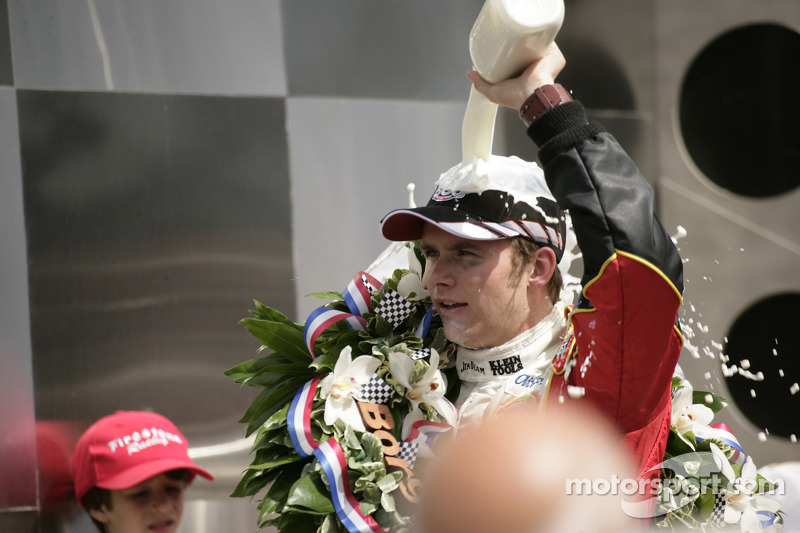 Victory lane: milk shower for Dan Wheldon
