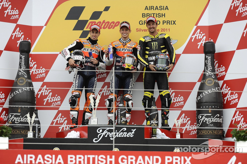 2011: 1. Casey Stoner, 2. Andrea Dovizioso, 3. Colin Edwards