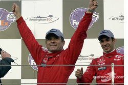 The podium: Gil de Ferran and Helio Castroneves