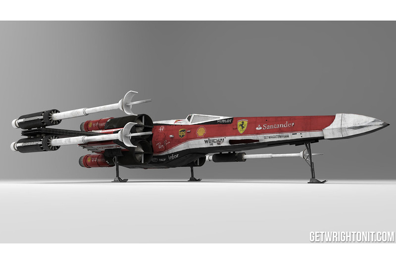 Star Wars X,Wing con la decoración de Ferrari