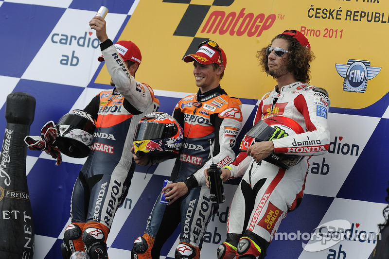 Peraih podium: Casey Stoner, Andrea Dovizioso dan Marco Simoncelli