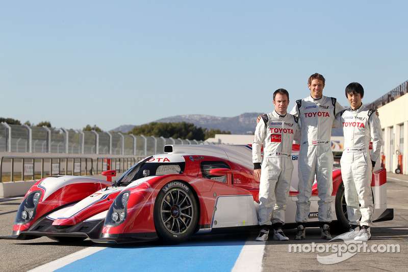 Kazuki Nakajima, Alexander Wurz, Nicolas Lapierre with the new Toyota Hybrid TS030