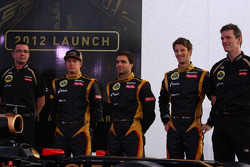 Eric Boullier, Team Principal, Lotus Renault F1 Team met Kimi Raikkonen, Jérôme d'Ambrosio, Lotus R