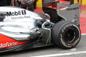 Oliver Turvey, McLaren Mercedes running with aero sensor in front of rear wheel