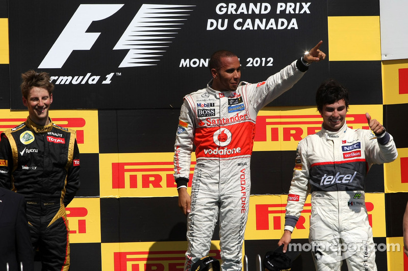 2012 - 1. Lewis Hamilton, 2. Romain Grosjean, 3. Sergio Pérez