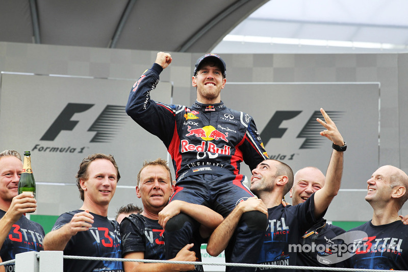 Sebastian Vettel, Red Bull Racing celebrates his World Championship with the team