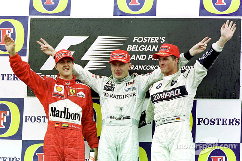 2000: 1. Mika Häkkinen, 2. Michael Schumacher, 3. Ralf Schumacher