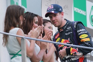 Podium: race winner Sebastian Vettel, Red Bull Racing