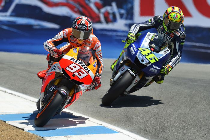 2013 foi o último ano de Laguna Seca como sede do GP dos EUA. E Márquez venceu com uma ultrapassagem sobre Valentino Rossi no 'saca-rolha' - manobra similar à que Rossi executou sobre Casey Stoner, em 2008.