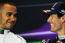 Lewis Hamilton, Mercedes AMG F1 ve Mark Webber, Red Bull Racing FIA basın toplantısı