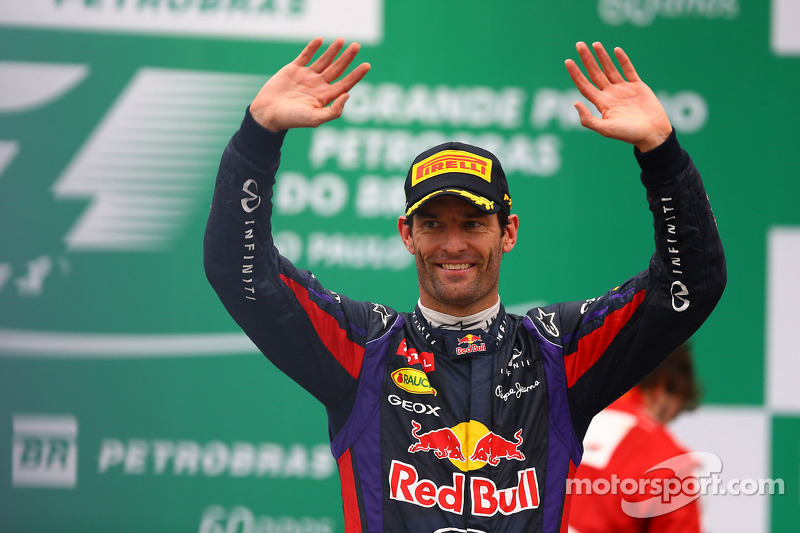 Mark Webber, Red Bull Racing celebra su segundo puesto y su último GP en el podio