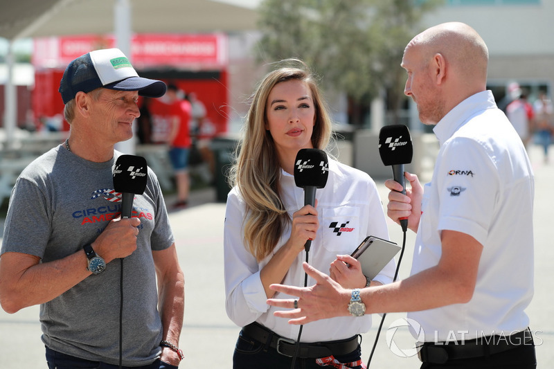 Kevin Schwantz, Amy Dargan, Matt Birt, présentateurs TV pour la Dorna