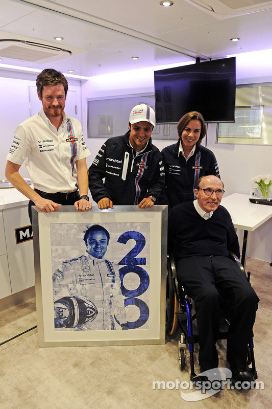 Felipe Massa, Williams, feiert seinen 200. GP, Rob Smedley, Techikchef Williams; Claire Williams, st