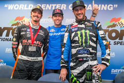 Post-race press conference: race winner #67 Hyundai / Rhys Millen Racing Hyundai Veloster: Rhys Millen, second place #43 Hoonigan Racing Division Ford Fiesta ST: Ken Block, third place #81 Subaru Rally Team USA Subaru WRX STi: Bucky Lasek