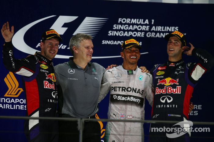 2014: 1. Lewis Hamilton, 2. Sebastian Vettel, 3. Daniel Ricciardo