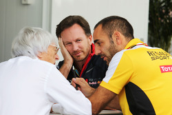 Bernie Ecclestone avec Christian Horner et Cyril Abiteboul