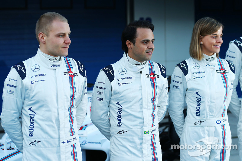 (da sinistra a destra): Valtteri Bottas, Williams with Felipe Massa, Williams and Susie Wolff, Willi