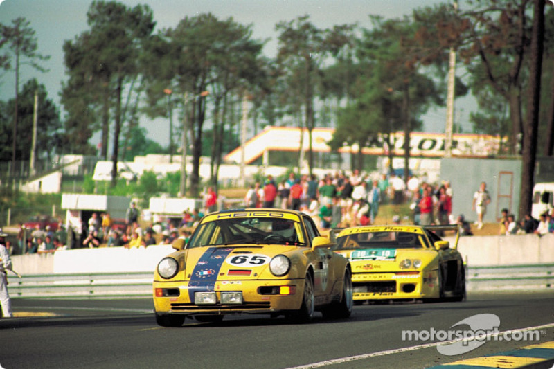 GT racing in the esses: #65 Porsche 911 Carrera RSR of Karl-Heinz Wlazik, Ulli Richter, Dirk Ebeling leads a Venturi